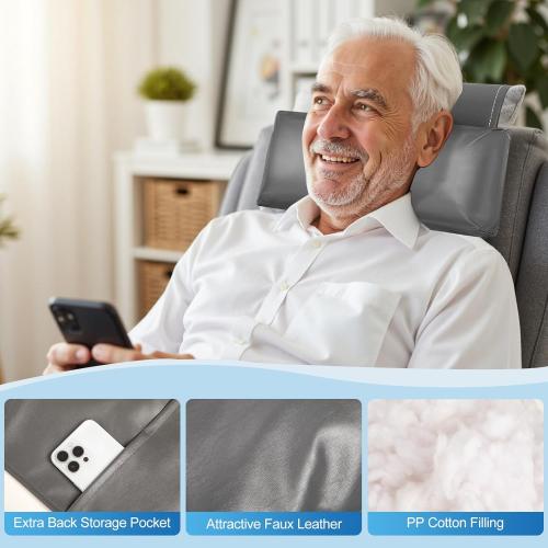 Leather Recliner Pillow, Adjustable Neck & Head Support Pillow, Pu Leather Non-Slip Headrest for Recliner Chair, Couch, Office Chair, Sofa