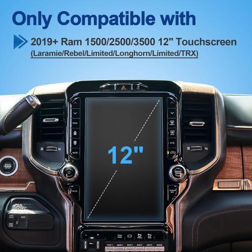 Anti-Glare Matte 2019-2026 Ram 1500/2500/3500 Screen Protector, for Ram Trucks 12-inch Touchscreen (Laramie/Rebel/RHO/Limited/TRX), 9H Tempered Glass 2025 Ram Accessories Anti-Fingerprint 12