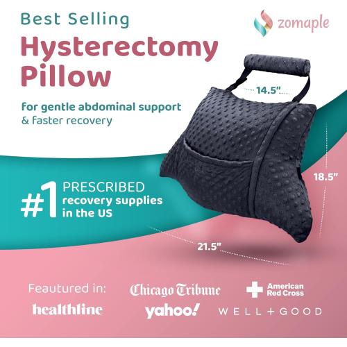 Zomaple Hysterectomy Pillow Post Surgery   Gel Pack, Black – Full Abdomen Coverage for Restful Trips – Neck Support, Strap & Cover Included – Hysterectomy Recovery Must Haves