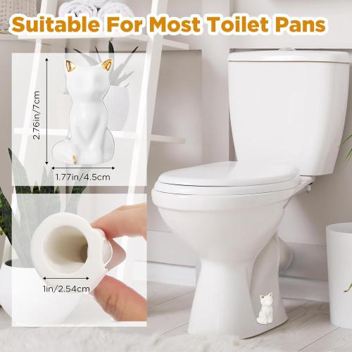 2 Pcs Toilet Bolt Caps, Ceramic Toilet Bolt Covers Decorative Cute Animals Home Bathroom Decor for Easy installation Avoid Rusting(White,Cat)