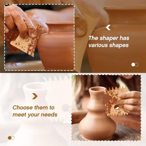 Amylove 7 Pcs Pottery Tools Pottery Foot Shaper Trimming Tools Profile Rib Bundle Foot Shaper for Ceramics for Carving Clay Molds Clay Texture Ribs Ceramics, Beech Wood (Wood Color)