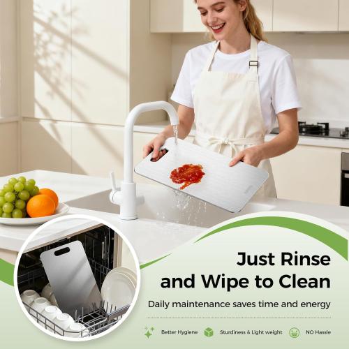 Titanium Cutting Board Set of 3, Titanium Cutting Boards for Kitchen, 100% Double-Sided Titanium Cutting Boards, Separate Raw and Cooked Food Areas, Non-Toxic, Dishwasher Safe (S  M   L)