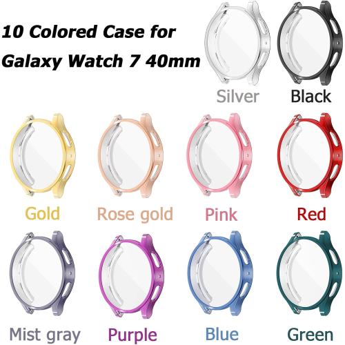 RICHONE [10 Pack] Compatible with Samsung Galaxy Watch 7 40mm Screen Protector Case, Soft TPU Protective Face Cover Colored Bumper Accessories for Women Men (10 Colors, Samsung Watch7 40 mm SM-L300)