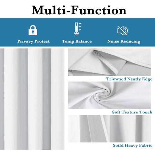 OWENIE 100% Blackout Curtains 96 Inches Extra Long 2 Panels Set, Solid Grommets Thick Warm Greyish White Curtains for Bedroom, Thermal Curtains for Living Room Each 52 W x 96L