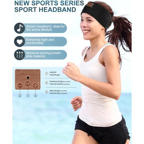 2-Pack Sleeping Headphones, Headband Headphones with Ultra-Thin HD Stereo Speaker, Bluetooth Headband for Sports, Workouts, Insomnia, Yoga, Air Travel, Meditation - Gray&Pattern Black