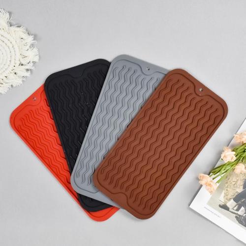 Silicone Dish Drying Mat, Non-Slip Easy Clean Sink Mat Large Heat-resistant Dish Drainer Mat for Kitchen Counter, Sink, Refrigerator or Drawer liner (12 x 6, COFFEE)