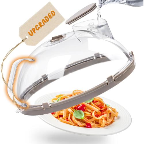 Microwave Splatter Cover for Food, Upgraded Microwave Cover with Water Steamer, Integrated Handle, Plate Covers, Splatter Guard, Cookware Lid, House Essentials for Gift, 10 Inch