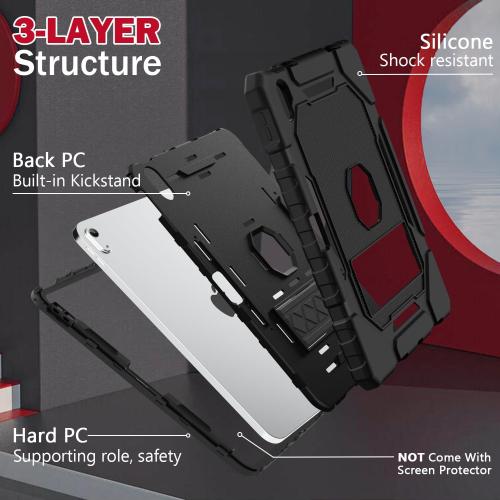 Case for iPad (A16) 11th/10th Generation 11/10.9 inch 2025/2022, Heavy Duty Military Grade Shockproof Rugged Cover with Pencil Holder/Stand for i Pad 11th / 10 th Gen (Black)