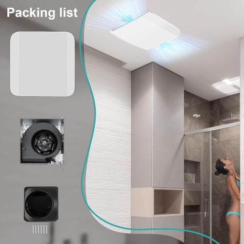 Bathroom Exhaust Fan Ceiling Mount 1600CFM, Quiet Ventilation Fan 1.5 Sones with Hidden Grille Cover & Metal Motor, 4-inch Duct Household Extractor, Ideal for Bathroom Remodeling (White)