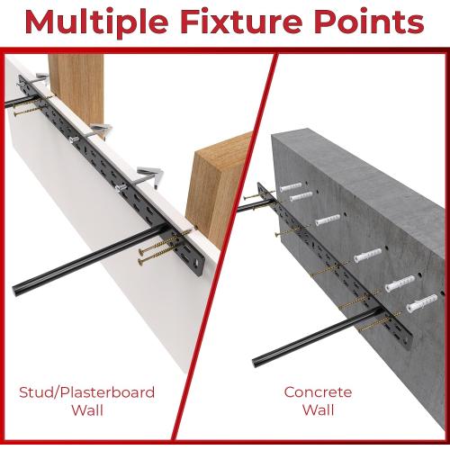 Set of 4 Size 22 x 1 1/4 x 4 inchHungsmart- Heavy Duty Floating Shelf Bracket - Long Wall Shelves Support, Hidden Floating Shelf Hardware, Black Shelf Brackets, Perfect for Kitchen/Nursery/TV Wall Shelf Decor (4 inch rod)