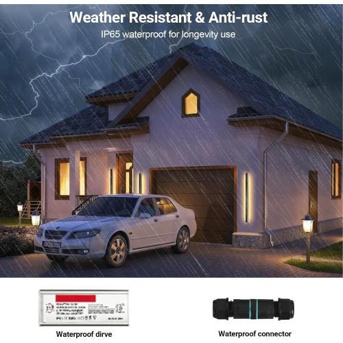 Modern Outdoor Wall Lights 79 Inch, 3000K Linear Exterior Wall Light Wall Mount, IP65 Waterproof Long Porch Wall Sconce Light for Front Door, Garage (Black)