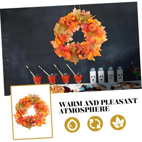 LIFKOME 5 pack Harvest Wreath with Simulated Berries Pumpkins and Maple Leaves Autumn Door Wall Hanging Decoration for Festive Tabletop Adornment and Seasonal Home Decor