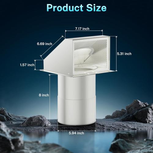 HG Power 6 Inch Hooded Wall Vent with Screen and Damper, Galvanized Steel Exhaust Vent, Exterior Dryer Vent Cover for Kitchen Range Hood Air Ventilation, Bathroom Exhaust Fan, White