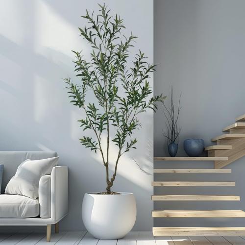 Artificial Olive Tree, 7 ft Tall, for Home Decor, Living Room, Dining Room, Bedroom, Office