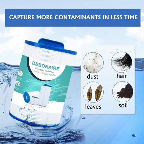 DEBONAIRE Hot Tub Filter Compatible with Unicel 6ch-940 Spa Filter(1 1/2 Coarse Thread), 817-0050, PWW50P3 Spa Filter, Filbur FC-0359, 25252, 03FIL1400,Screw in SAE Trilobal Fiber (2 Pcs)