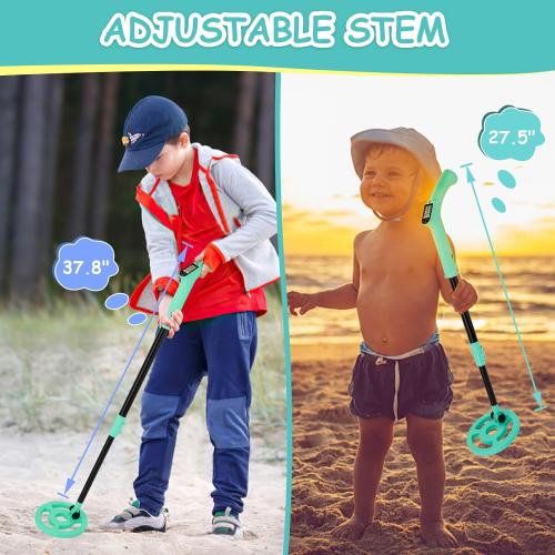 OMMO Kids Metal Detector, Adjustable 27.5-37.8 with LCD Display (Blue) | Lightweight Design with 6 Search Coil for Outdoor Exploration, Beach Treasure Hunting, Hiking Adventures and Birthday Gift