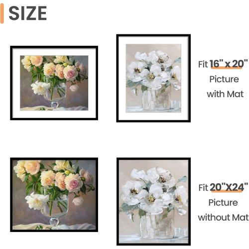 upsimples 20x24 Picture Frame, Display Pictures 16x20 with Mat or 20 x 24 Without, Wall Hanging Poster Frames, Black, 1 Pack