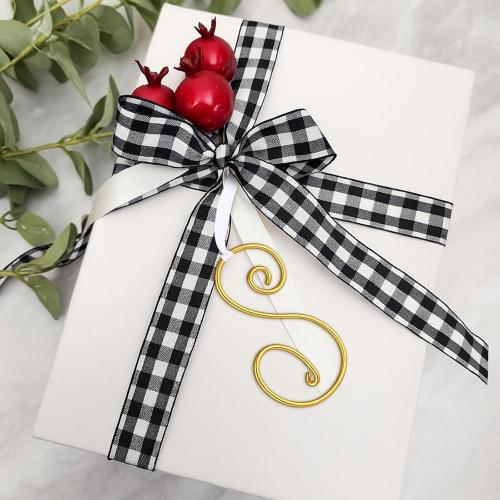 3.15 Inch Initial Christmas Stocking Name Tags Personalized Letter Metal Hanging Name Gold Wire Gift Ornament Alphabet Present Ornaments Tags for Christmas Tree DIY Craft(Letter S)