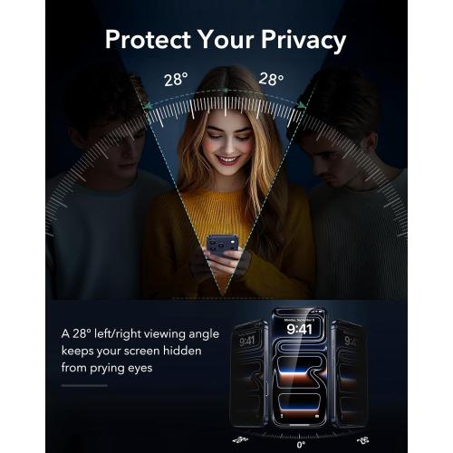 ESR 3 Pack for iPhone 17 Pro Privacy Screen Protector, Anti-spy Tempered-Glass Privacy Screen Protector with Easy Installation Tool, Micro-Curved Edges, Case Friendly