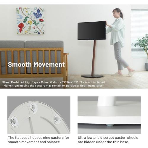 WALL Seven Stand A2 High Type | Minimalist Rolling TV Stand for 24–55 Inch | Satin Black | Portable, Space Saving, Height Adjustable | for Living Room and Bedroom | Japan-Engineered Design