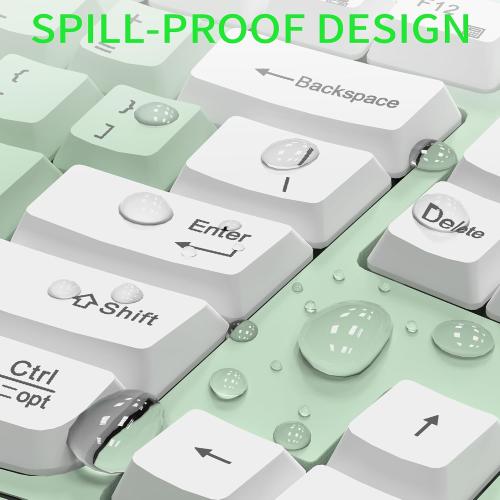 Wireless Keyboard and Mouse Combo,2.4G Full Size Wave Keys Ergonomic Keyboard with Wrist Rest for Natural Typing, 3 DPI Adjustable Ergonomic Mouse for Computer/Laptop/Windows/Mac (Avocado Green-A)