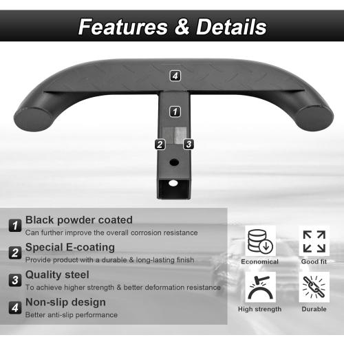 Towing Hitch Step No Slip for 2 Inch Receiver, Rear Bumper Guard Trailer Steps Compatible with Car/Truck/Vehicle