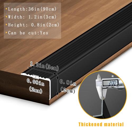 10 Pcs 36in x1.2in Stair Edge Protector,Aluminum Alloy L-Shaped Non-Slip Metal Stair Nosing,Indoor Outdoor Waterproof Tread Stair Nose Molding Stair Edging Stair Edge Trim (3Ft,Black,10 Pcs)
