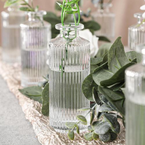 Set of 18 Glass Bud Vases Set of 18, Living Bud Vases, Small Bud Vase in Bulk, Mini Flowers Vases for Centerpiece, Vintage Decorative Vase Set for Table Decorations, Wedding Reception, Home Decor (Clear)