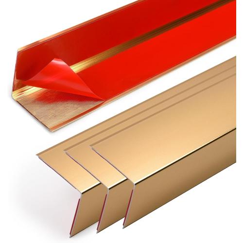 4PCS 45 Aluminum Metal Corner Protectors, Self Adhesive Corner Guards, Metal Wall Edge Protector Strip, Furniture Corner Protectors, Wall Cabinet Baseboard Decoration 45 x 2 (Copper Gold)