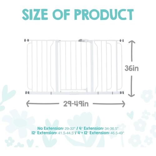 Wide Baby Gate for Doorways & Bottom of Stairs, Pressure Mounted Walk Through Baby Gate for Toddlers & Pets, Tested & Safe, American Designed, American Owned