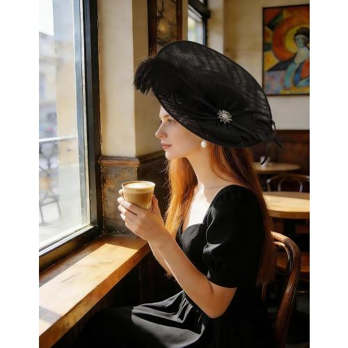Unpifolov Fascinators Hats Elegant Women Flower Mesh Feathers Wedding Cocktail Bride Headband for Derby Hat Tea Party