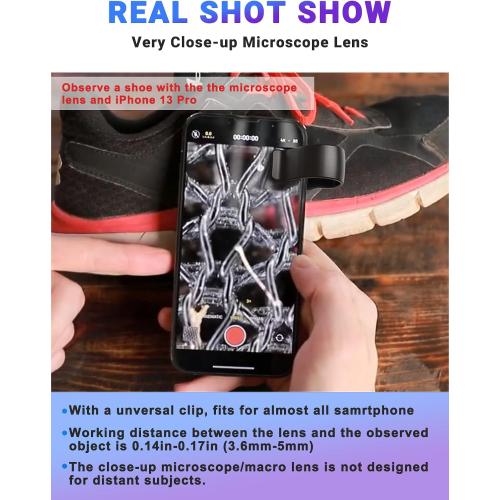 APEXEL Nano Zoom 100x Phone Micro Lens with LED Light for Smartphone - Pocket Microscope & Camera Lens Attachment