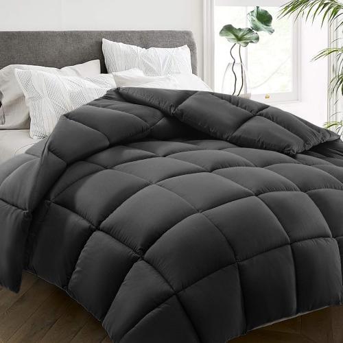 Comforter, All Season Down Alternative Duvet Insert, Winter Warm Quilted Bed Comforter,Machine Washable, Dark Grey,