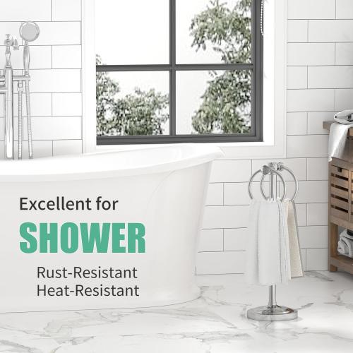 Hoimpro Hand Towel Holder Stand Bathroom Countertop Towel Bar Rack Chrome