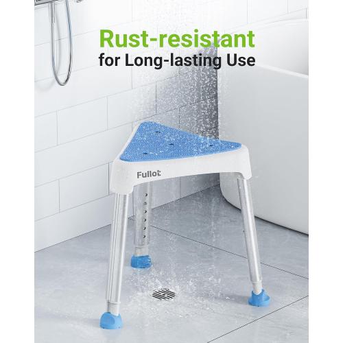 FULLOT Space-Saving Triangular Shower Chair for Inside Shower, 400 lbs