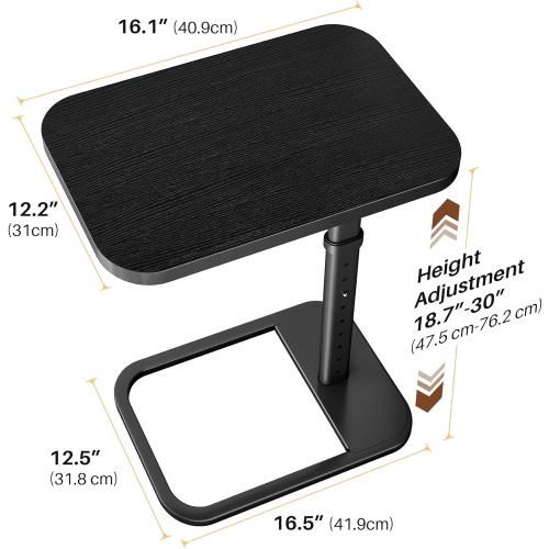 Adjustable Height TV Tray Table with Bumper Rounded Corner Design & Flip-top Side Table for Bedroom, Living Room, Bathroom and Study, End Table for Eating, Dinner or Laptop, Black