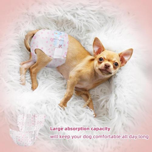 Disposable Dog Diapers Female 90 Count Doggie Diapers for Female Dogs Super Absorbent Extra Large Dog Pads for Heat Excitable Urination or Incontinence - Pink