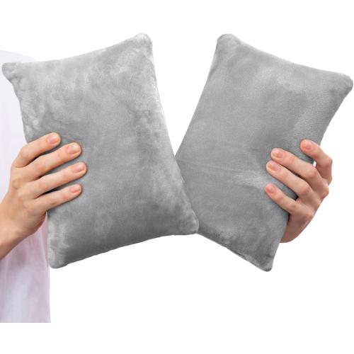 1 MIDDLE ONE 2 Pack Small Pillow, Memory Foam Mini Pillow 11 X 7 Inches for Travel, Sleeping, Nap and Neck, Knee, Lumbar Support, Tiny Cushion for Pet, Dogs (Grey)