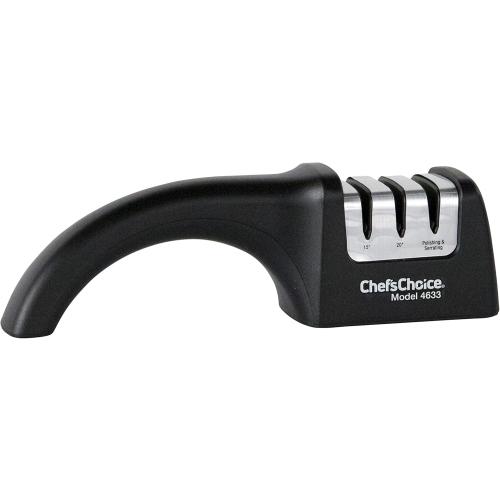 Chef'sChoice Professional Manual Knife Sharpeners AngleSelect for 15- and 20-Degree Straight-Edge and Serrated Knives with Diamond Abrasives Precise Angle Control & Compact Footprint, 2-Stage, Black