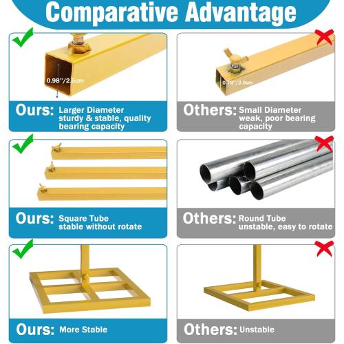Fomcet 10FT x 10FT Backdrop Stand Heavy Duty with Base, Gold Portable Adjustable Pipe and Drape Kit, Square Metal Arch Party Frame for Wedding Birthday Parties Banquet Decorations