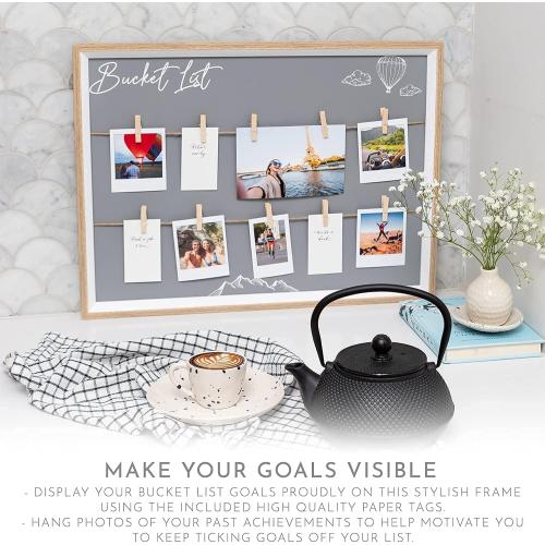 Wall Hanging Photo Board & Easy To Use Vision Board Kit | 20 x 15 | Large Picture Display Frame with Clips | Goal Board Manifestation Kit | Home Decor Display & Photo Board