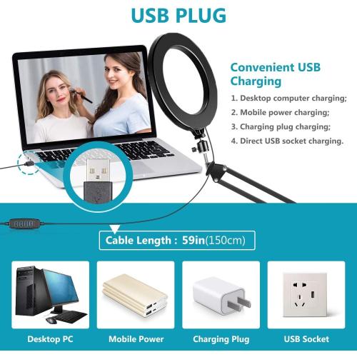Ring Light Wall Mout Phone Holder, 10'' Ring Light with Wall Folding Arm Compatible with iPhone 15 14 13 12 11 Xr Xs X 9 8 7 Plus and Samsung Cell Phones and Webcams
