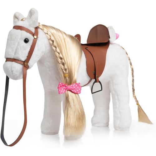HollyHOME Stuffed Animal Horse Pretty Plush Toy Pretend Play Horse 11 inches White