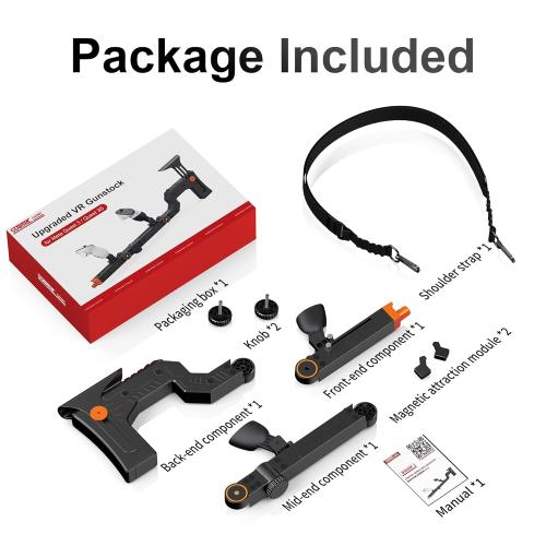 Upgraded VR Gun Stock Compatible with Meta Quest 3/ Quest 3S, Adjustment Gunstock Magnetic Accessories for Oculus Quest 3/3S, Controller Grips with Shoulder Straps for Enhance Control Feel, Realistic FPS Gaming Experience