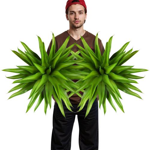 Velener Outdoor Fake Agave Artificial Plant, Unpotted Fake Plant for Room Decor, UV Resistant Faux Agave Plant for Outdoor/Indoor Decor, 22 inches, 2 Pack(43 Leaves)