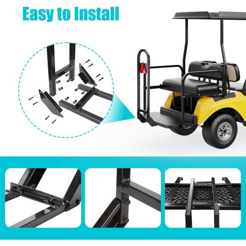 10L0L Golf Cart Rear Seat Grab Bar - Heavy Duty Safety Grab Bar w/Triangle Reflector for Rear Seat Passenger Security, Universal for Yamaha EZGO Club Car