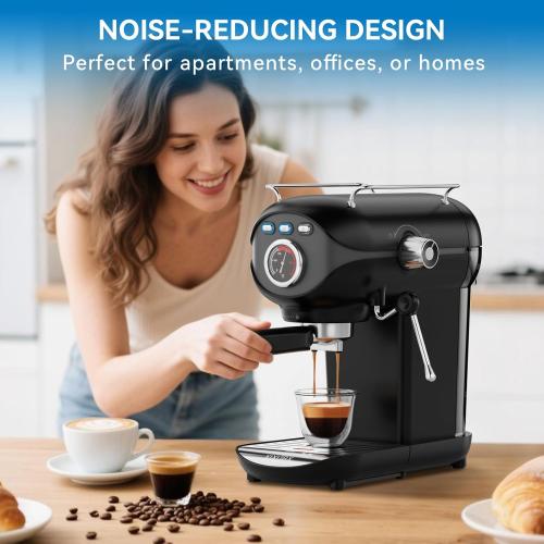 Espresso Machine, 20 BAR Pump Temperature Control, Compact Espresso Maker with Steam Milk Frother, Professional Coffee Makers for Home, Cappuccino, Latte, Gifts for Coffee Lover, Black