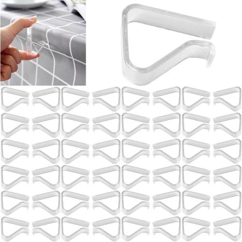 48 Pieces Transparent Clear Tablecloth Clips, Plastic Table Cloth Clips，Windproof Table Cover Holder Clamps，Table Cloth Holder for Christmas Home Wedding Party Indoor Outdoor Camping Picnic (Small)