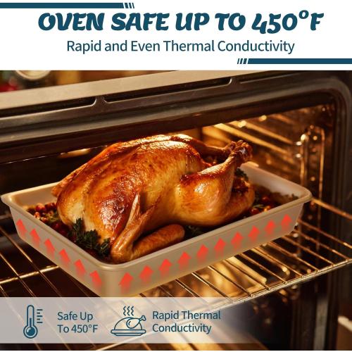 Baking Pans Set, Nonstick Stackable Bakeware Sets, Oven Pans for Cooking, AIVIKI 6 Pieces Baking Sheets Set Including Cookie Sheet, Deep Roaster Pan, Square Pan, Loaf Pan, Muffin Pan, Carbon Steel