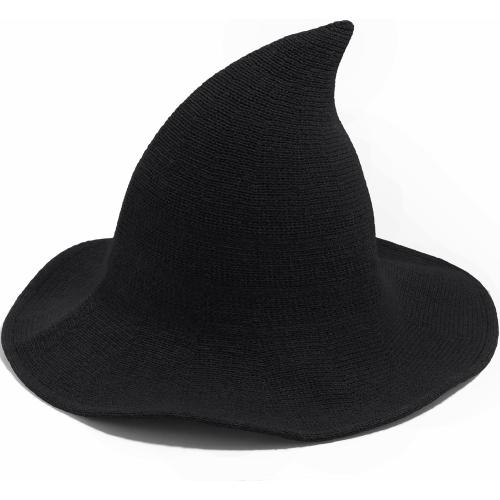 Halloween Witch Hat for Women Wide Brim Foldable Halloween Wool Hats for Party Cosplay Costume Accessory